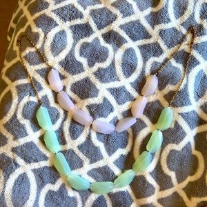 Pink and mint necklace with gold chain